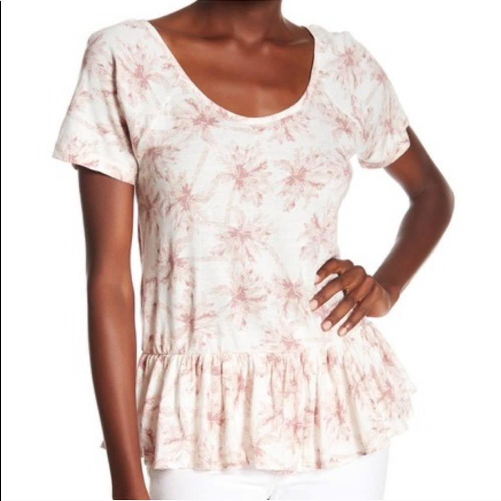 Lucky Brand Peplum Flare Tee Shirt Top